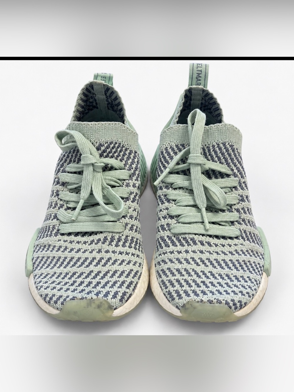 adidas Women’s Knit Lace-Up Sneakers in Sage Green and Gray